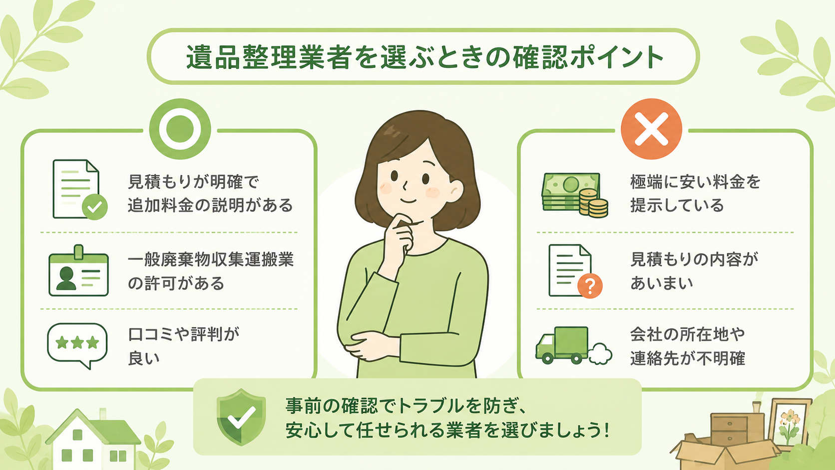 遺品整理業者選びのイメージ